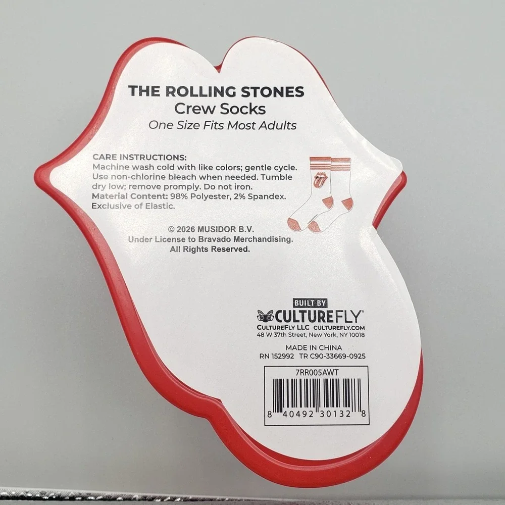 Rolling Stones 2026 Collectors  Case With‎ Themed Crew Socks One Size New